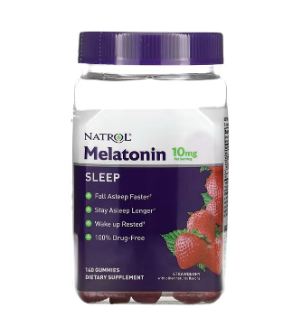 Мелатонин Натрол, со вкусом клубники, 5 мг, 140 жевательных мармеладок:uz:Melatonin Natrol, Qulupnay lazzati, 5 mg, 140 Gummies