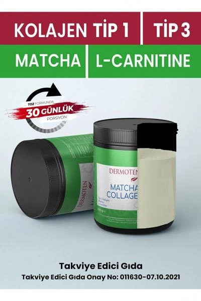 Dermoten Matcha kollagen (1-toifa kollagen, 3-toifa, Matcha, L-karnitin) Коллаген типа 1, типа 3, Matcha, L-карнитин Dermoten Matcha Collagen:uz:Dermoten Matcha kollagen (1-toifa kollagen, 3-toifa, Matcha, L-karnitin)