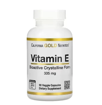 Биоактивный витамин Е, California Gold Nutrition, 335 мг, 90 растительных капсул:uz:Bioaktiv E vitamini, Kaliforniya oltin oziqlanishi, 335 mg, 90 sabzavotli kapsulalar