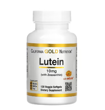 Лютеин и зеаксантин California Gold Nutrition, 10 мг, 120 растительных капсул:uz:Lutein va zeaksantin Kaliforniya oltin oziqlanishi, 10 mg, 120 sabzavotli kapsulalar