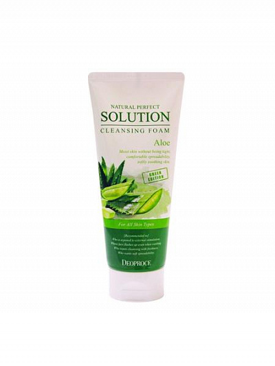 Пенка для умывания алоэ natural perfect solution cleansing foam green edition aloe 5527 Deoproce (Корея):uz:Tabiiy mukammal yechim tozalovchi ko'pik yashil nashri aloe 5527 Deoproce (Koreya)