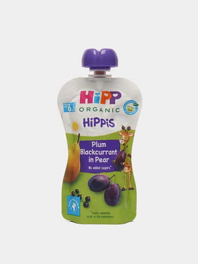 Детское пюре HiPP Organic, слива, смородина, груша, 100 г