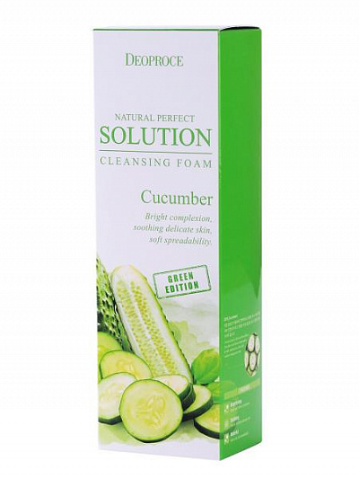 Пенка для умывания огурец natural perfect solution cleansing foam green edition cucumber 5525 Deoproce (Корея):uz:Bodringni yuvish uchun ko'pik tabiiy mukammal yechim tozalovchi ko'pik yashil nashr bodring 5525 Deoproce (Koreya)