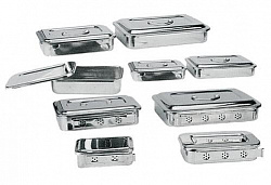 SKN011 / Stainless Steel  Sterilization Tray - Without holes: 200x110x45mm (нержавеющий медицинский бикс, в форме прямоугольника, без дырок)