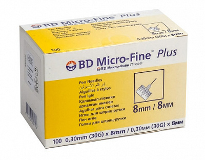 Иглы одноразовые к инсулиновому инъектору BD Micro Fine 0,30мм (30G) х 8мм, №100