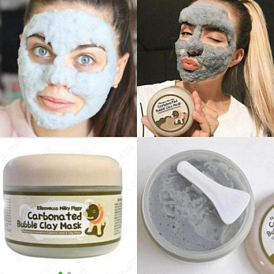 Маска "Elizavecca Carbonated Bubble Clay Mask":uz:Maska "Elizavecca karbonatli ko'pikli loy niqobi"