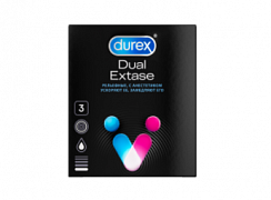 Prezervativlar Durex Dual Extase №3 (anestetik bilan naqshlangan)