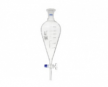 1000 ml darajali bo'linadigan huni, kran bilan, borosilikat shisha, nok shaklidagi, 29/32 zımpara bilan, plastik Mant