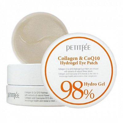 Гидрогелевые патчи с коллагеном Petitfee Collagen& CoQ10 98% Hydrogel Eye Patch, 30 пар 