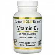 California Gold Nutrition Vitamin D3, 125 mkg (5000 IU), 360 Baliq geli qopqoqlari