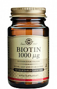 Sog'lom teri va sochlar uchun biotin tabletkalari Solgar Biotin 1000mg (250 ta)