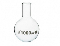 Dumaloq tubli 500 ml lik flakon, tor tomoq, borosilikat shisha