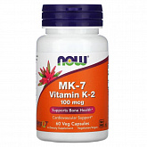 NOW Foods, MK-7, витамин K2, 100 мкг, 60 растительных капсул:uz:NOW Oziq-ovqatlar, MK-7, K2 vitamini, 100 mkg, 60 sabzavotli kapsulalar