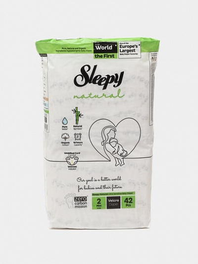 Детские подгузники  Sleepy Natural №2 (3-6 кг) 42шт:uz:Bolalar tagliklari Sleepy Natural 2, 3-6 kg, 42 dona