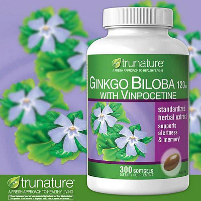 БАД для мозга и памяти Ginkgo Biloba Trunature (300 капсул):uz:Ginkgo Biloba aqliy ravshanlik va xotirani saqlashga yordam beruvchi kapsulalar