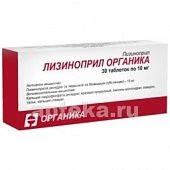 LIZINOPRIL ORGANIKA 0,01 tabletkalari N30