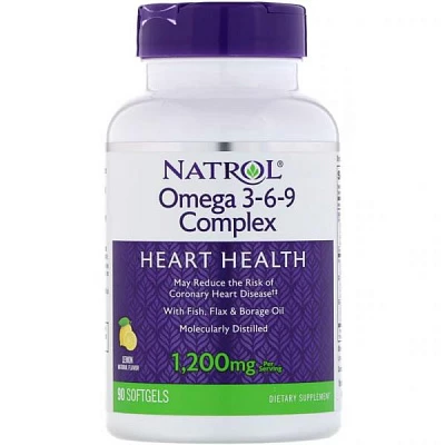 Natrol, Omega 3-6-9 kompleksi, limon, 1200 mg, 90 yumshoq jel Американский Natrol, Комплекс омега 3-6-9, со вкусом лимона, 1200 мг, 90 мягких таблеток:uz:Natrol, Omega 3-6-9 kompleksi, limon, 1200 mg, 90 yumshoq jel