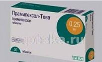 PRAMIPEKSOL TEVA 0,00025 tabletkalari N30