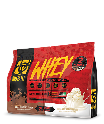 Сывороточный протеин концентрат Mutant Whey 2 Flavours one bag 1800 г triple chocolate & vanilla ice cream:uz:Zardob oqsili konsentrati Mutant Whey 2 Flavors bir paket 1800 g uch shokoladli va vanilli muzqaymoq