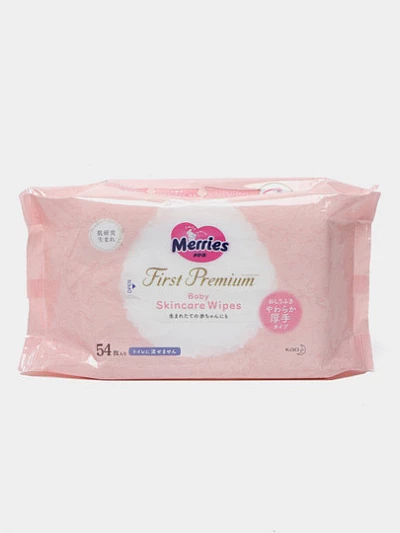 Детские влажные салфетки Merries First Premium 54 шт