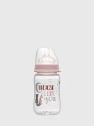 Nip Бутылка с широким горлышком, Girls 260 мл., с антиколиковым отверстием, силиконовая