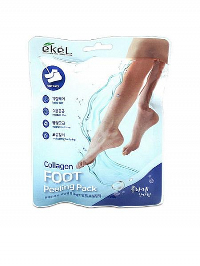 Маска-пилинг для ног с коллагеном foot peeling pack collagen 5535 Ekel (Корея):uz:Kollagen oyoqli oyoqlar uchun peeling niqobi kollagen 5535 Ekel (Koreya)