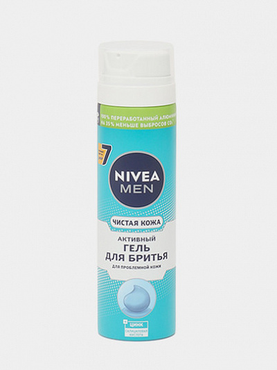 Гель для бритья Nivea Men Чистая Кожа Активный, для проблемной кожи, 200 мл