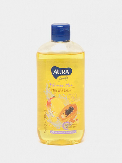 Гель для душа AURA Family Mango&Papaya, 400мл