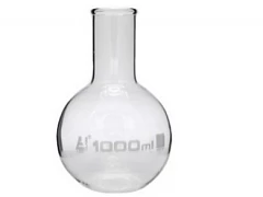 Yassi tubli 50 ml lik flakon, keng tomoq, borosilikat shisha