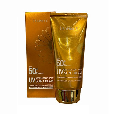 Солнцезащитный крем uv defence soft daily sun cream spf50+ pa++++ 70г 5580 Deoprose (Корея):uz:Quyoshdan himoyalovchi uv himoyasi yumshoq kundalik quyosh kremi spf50+ pa++++ 70g 5580 deoproz (Koreya)