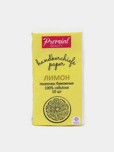 Бумажные платочки Premial, трехслойные, белые, с ароматом зеленого яблока