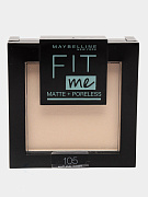 Пудра для лица Fit Me, матирующая, скрывающая поры, оттенок 105, натурально-бежевый