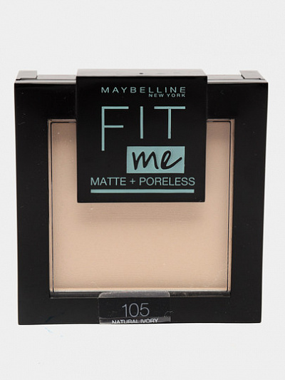 Пудра для лица Fit Me, матирующая, скрывающая поры, оттенок 105, натурально-бежевый