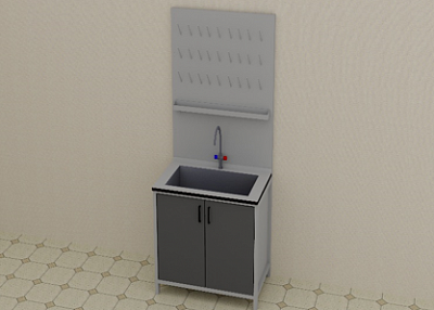 Лабораторный стол-мойка 1100*650*2000 мм:uz:Laboratoriya stoli-lavabo 1100*650*2000 mm