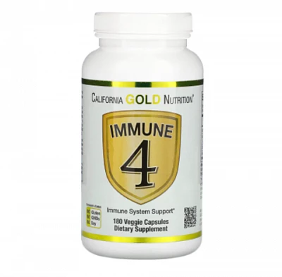 California Gold Nutrition, Immune 4, средство для укрепления иммунитета, 180 вегетарианских капсул:uz:Kaliforniya Oltin Oziqlantirish, Immun 4, Immunitetni Qo'llab-quvvatlash, 180 Vegetarian Kapsül