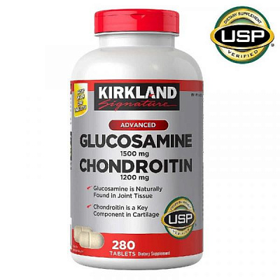 Таблетки Глюкозамина с Хондроитином Kirkland Extra strength Glucosamine+Chondroitin (220 шт.):uz:Qo'shimcha mineral kompleks  Glyukozamin+Kondroitin (220 dona)