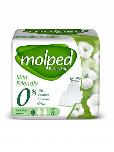 Гигиенические прокладки pure&soft normal 8 шт/уп molped:uz:Sanitariya prokladkalari sof va yumshoq normal 8 dona / pk kalıplanmış