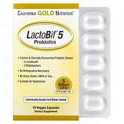 California Gold Nutrition, LactoBif, Probiyotikalar, 5 milliard CFU, 10 sabzavotli kapsulalar