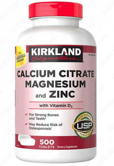 Цитрат кальция, магнезия и цинк Kirkland Signature Kirkland Calcium citrate magnesium zinc (500 шт.):uz:Kaltsiy sitrat, Magnesiya va sink Kirkland imzosi Kirkland kaltsiy sitrat magnezium zinc (500 ta)