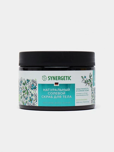 Солевой скраб для тела Synergetic Эластичность и сияние кожи, 300 мл